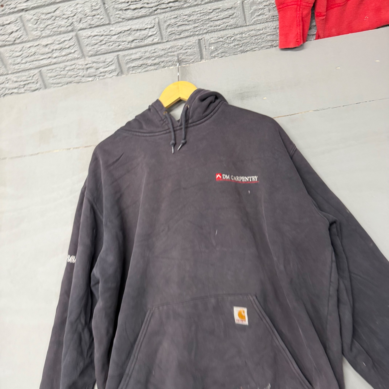 Carhartt Mens Xl Tall Faded Black Dm Carpentry Distressed Pullover Hoodie 4880